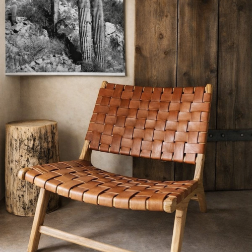 Woven Leather Lounge Chair
