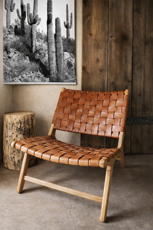 Woven Leather Lounge Chair