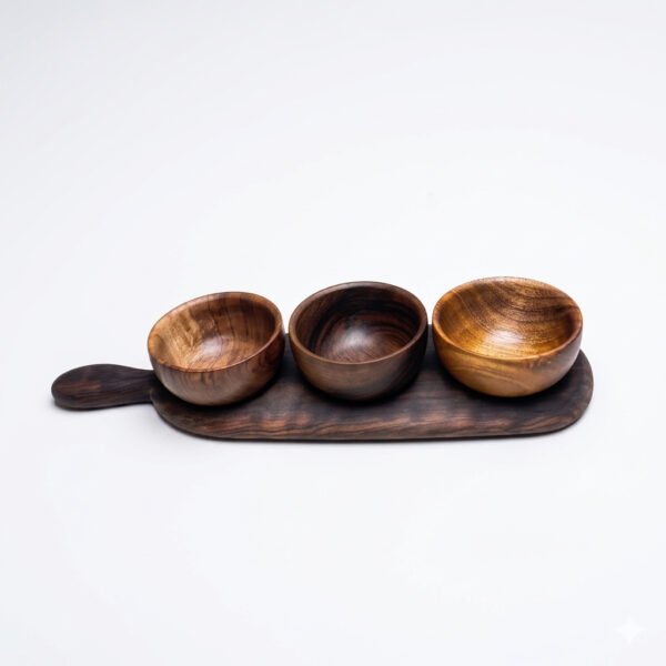 Walnut Wood Sauce & Spice Serving Set