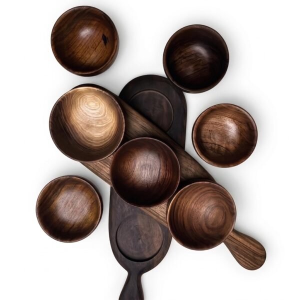 Walnut Wood Sauce & Spice Serving Set