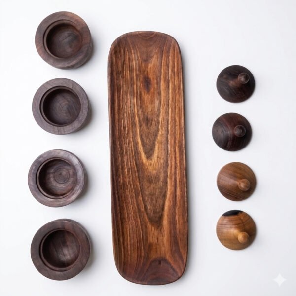 Walnut Wood Sauce & Spice Serving Set (Copy)
