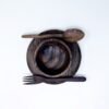 Wooden Bowl Set With Spoon, Plate, And Forks