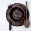 Wooden Bowl Set With Spoon, Plate, And Forks