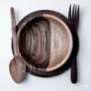 Wooden Bowl Set With Spoon, Plate, And Forks
