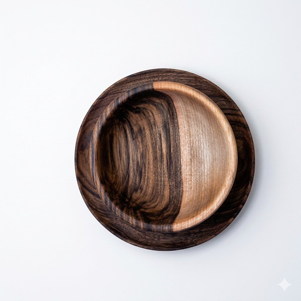 Wooden Bowl Set With Spoon, Plate, And Forks