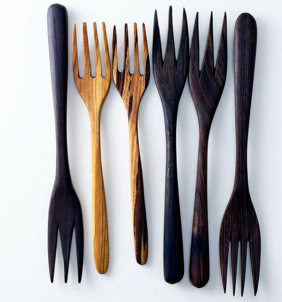 Elegant Walnut Wood Forks