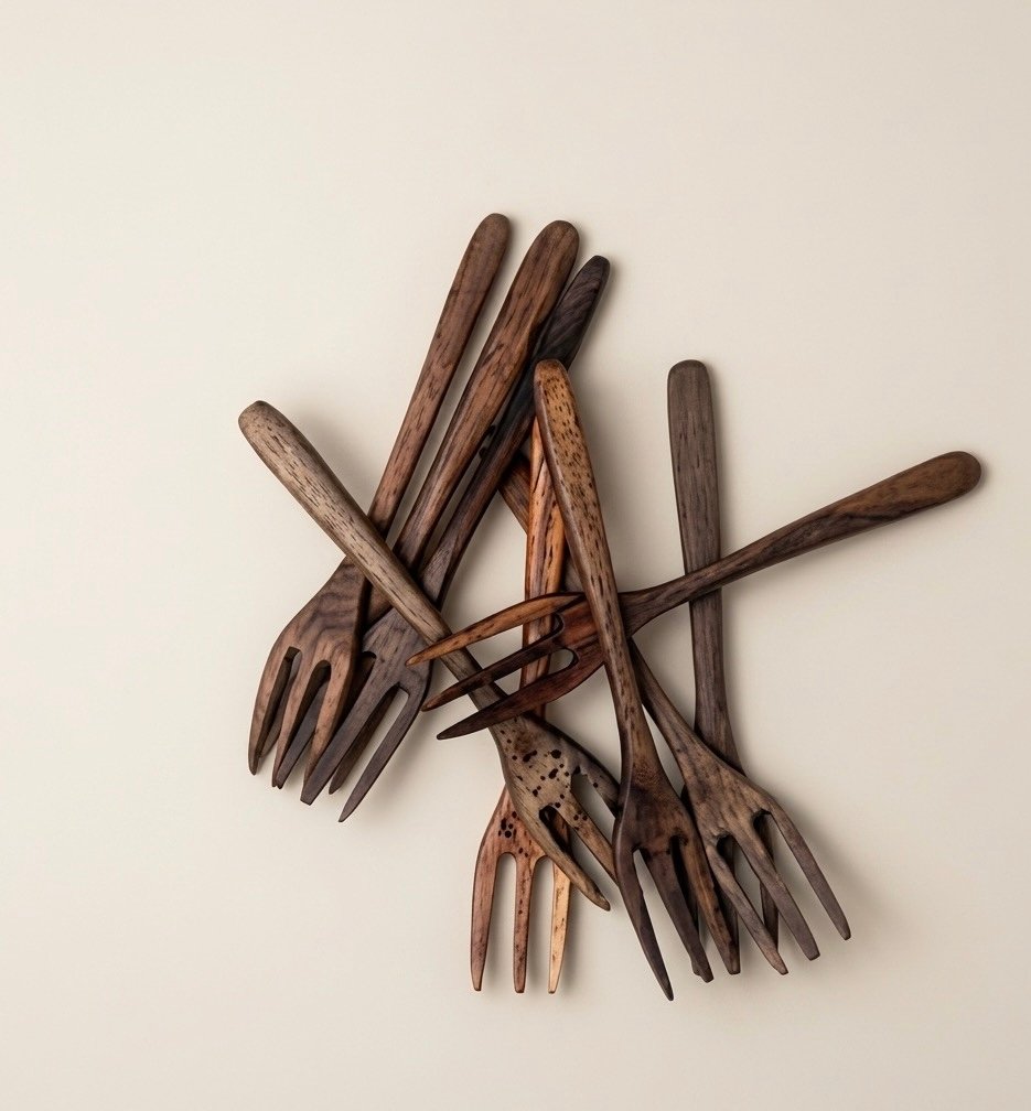 Elegant Walnut Wood Forks
